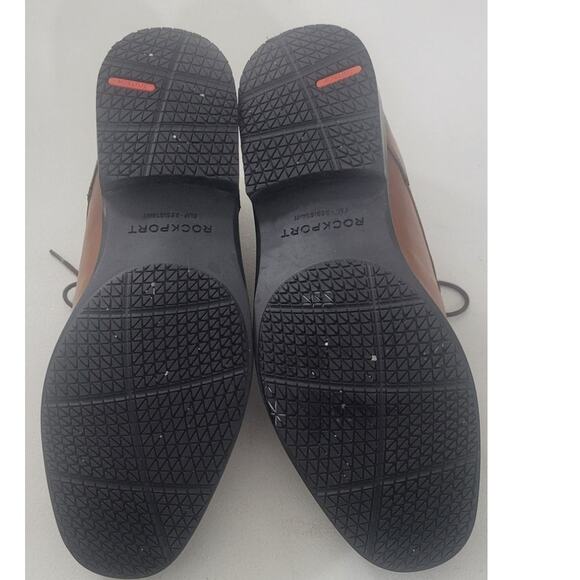 Rockport Dress Shoe Mens 13 Brown Leather Waterproof Slip Resistant No Moisture - Picture 9 of 13